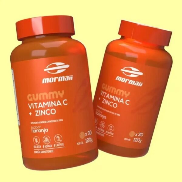 VITAMINA C  + ZINCO MORMAII EM GOMAS SABOR LARANJA 120g - Image 4